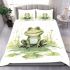 Smiling frog sitting on a pond bedding set