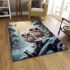 Snowy forest owls area rugs carpet