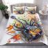 Spider and music notes and electric guitar with yellow bedding set