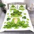 St p entity with clover cute frog wearing hat bedding set