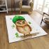 St patricks day cute baby owl with beret area rugs carpet