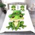 St patrick's day cute cartoon frog wearing leprechaun hat bedding set