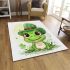 St patrick's day cute cartoon frog wearing leprechaun hat area rugs carpet