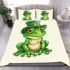 St patrick's day cute frog cartoon vector with bedding set