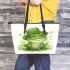 St patrick's day cute frog cartoon vector with leaather tote bag