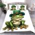 St patrick's day cute frog wearing hat bedding set