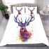 Stag head portrait watercolor splashes bedding set