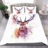 Stag head portrait watercolor splashes bedding set