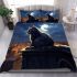 Stargazing feline on the rooftop bedding set