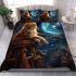 Starry-eyed cat contemplation bedding set