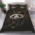 Steampunk panda with top hat and monocle holding bedding set