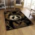Steampunk panda with top hat and monocle holding area rugs carpet