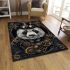 Steampunk panda with top hat and monocle holding golden gears area rugs carpet