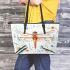 The Dragonfly with violins and music notes in summer Leather Tote Bag