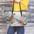 The Dragonfly with violins and music notes in winter Leather Tote Bag