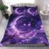 The moon and purple butterflies in the sky bedding set