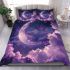 The moon and purple butterflies in the sky bedding set