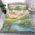 The river with musical note flowers and bamboo flutes bedding set