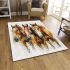 Three horses in watercolor style area rugs carpet