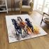 Three horses watercolor style area rugs carpet