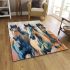 Three wild horses run side by side area rugs carpet