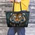 Tiger smile with dream catcher leather tote bag