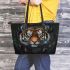 Tiger smile with dream catcher leather tote bag