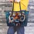 Tiger smile with dream catcher leather tote bag