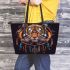 Tiger smile with dream catcher leather tote bag