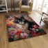 Tranquil cat among the blossoms area rugs carpet