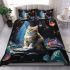 Tranquil cat amongst colorful gems bedding set