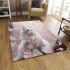 Tranquil cat in cherry blossoms area rugs carpet
