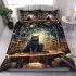 Tranquil cat in the celestial library bedding set