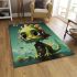 Tranquil dragon pond scene area rugs carpet