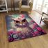 Tranquil owl amidst cherry blossoms area rugs carpet