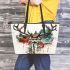 Trash polka style deer portrait leather totee bag