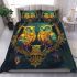 Two colorful owls with yellow feathers bedding set