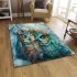 Two cute beautiful colorful owls with flowers on their heads area rugs carpet