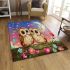 Two cute cartoon owls in love area rugs carpet