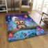 Two cute cartoon owls sitting on a log in love area rugs carpet