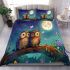 Two cute cartoon owls sitting on a log in love bedding set