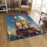 Two cute cartoon owls sitting on a log in love area rugs carpet