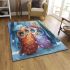 Two cute owls in love beautiful snow forest area rugs carpet