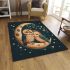 Two cute owls in love sitting on the crescent moon area rugs carpet