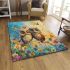 Two cute owls sitting on flowers area rugs carpet