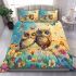 Two cute owls sitting on flowers bedding set