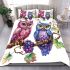 Two cute owls sitting on the branch bedding set