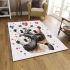 Two cute pandas hugging surrounded area rugs carpet