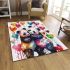 Two cute pandas hugging surrounded colorful hearts area rugs carpet