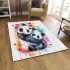 Two cute pandas hugging surrounded colorful hearts area rugs carpet